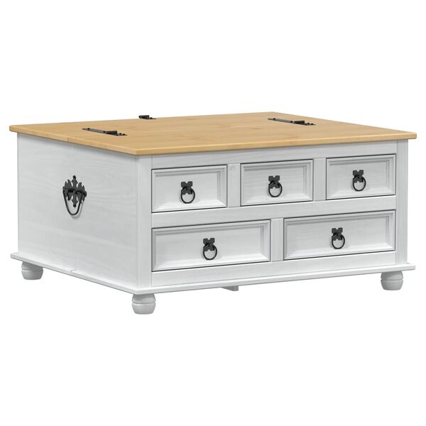 vidaXL storage box ar plauktu Balts 90 x 78 x 45 cm Ciets priedes koks