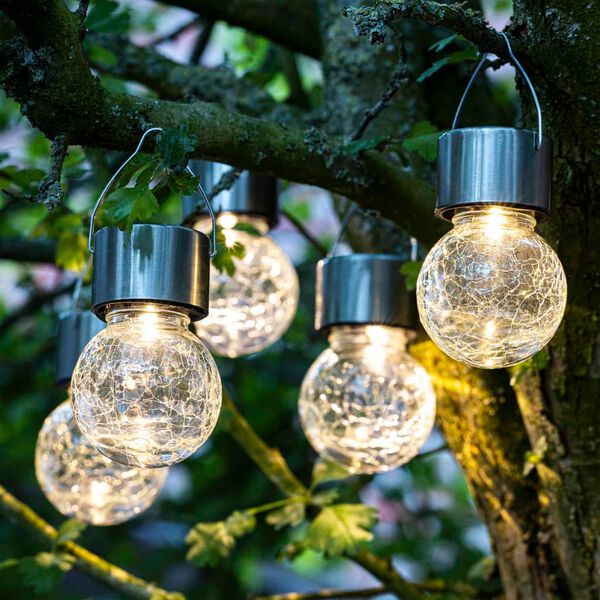 HI solāras piekaramās LED lampas, 5 gab., stikls