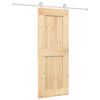 vidaXL Slīdo&scaron;ās durvis Dabisks un balts 80 x 210 cm Cieta priedes koks
