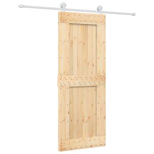vidaXL Slīdo&scaron;ās durvis Dabisks un balts 80 x 210 cm Cieta priedes koks