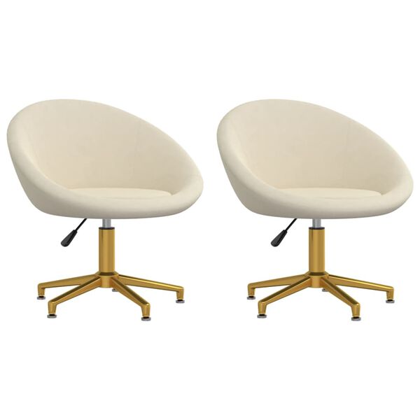 vidaXL virtuves krēsli, 2 gab., krēmkrāsas samts