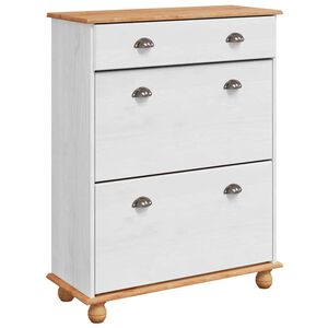 vidaXL Apavu skapis ASKIM Balts 85 x 35 x 108 cm Ciets priedes koks