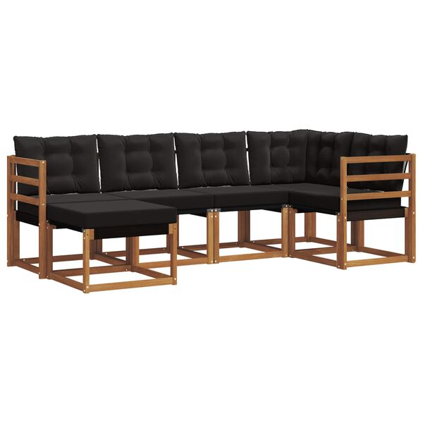 vidaXL Āra dīvānu komplekts ar spilvenu 6 pcs Dabīgs un melns