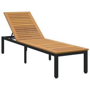vidaXL Sauļo&scaron;anās zvilnis Melna 200 x 55 x 35 cm Cietā akācijas koks