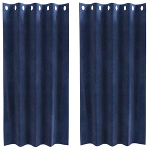 vidaXL Aptumšojošie aizkari 2 pcs Tumši zils 140 x 175 cm Samts