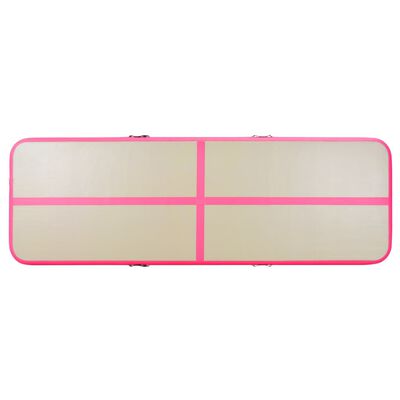 vidaXL piepūšams vingrošanas paklājs ar pumpi, 700x100x10 cm, rozā PVC