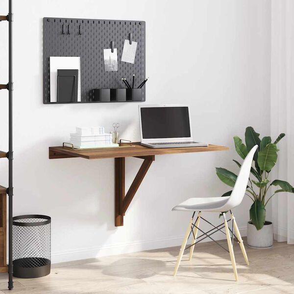 vidaXL sienas galds, brūna ozolkoka, 100x60x56 cm, inženierijas koks