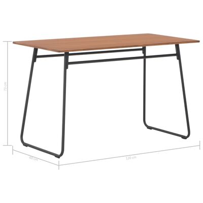 vidaXL virtuves galds, brūns, 120x60x73 cm, saplāksnis un tērauds