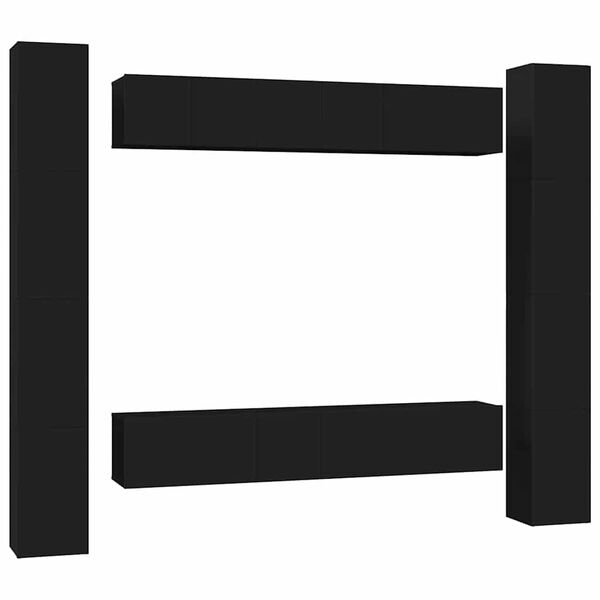 vidaXL 6-daļīgs TV skapī&scaron;u komplekts, melna inženierijas koks