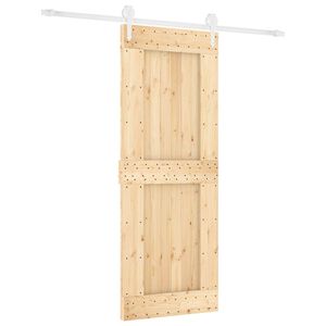 vidaXL Slīdo&scaron;ās durvis 80 x 210 cm Cieta priedes koks (neapstrādāts)