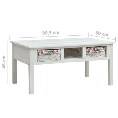 vidaXL kafijas galdiņš, balts, 99,5x60x48 cm, koks