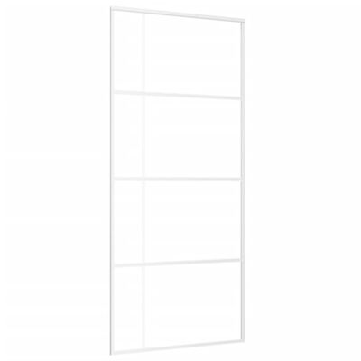 vidaXL bīdāmās durvis, 90x205 cm, matēts ESG stikls, balts alumīnijs