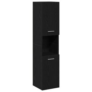 vidaXL Vannas istabas skapītis Melns ozolkoks 30 x 30 x 130 cm