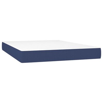 vidaXL atsperu gulta ar matraci, zils audums, 140x190 cm