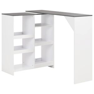 vidaXL bāra galds ar pārvietojamu plauktu, 138x39x110 cm, balts