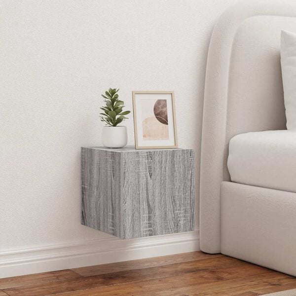 vidaXL TV skapītis ar LED lampiņām, pelēka ozola krāsa, 30,5x35x30 cm