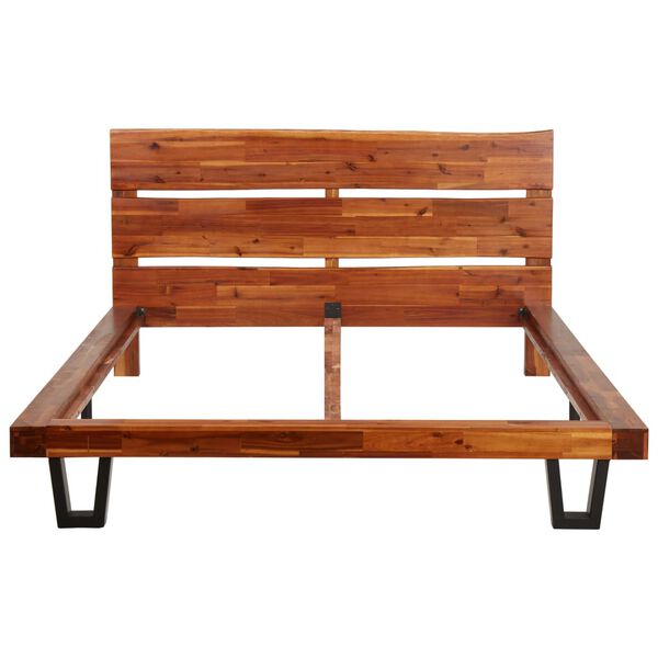 vidaXL gultas rāmis, dabīgas formas malas, akācijas masīvkoks, 120 cm