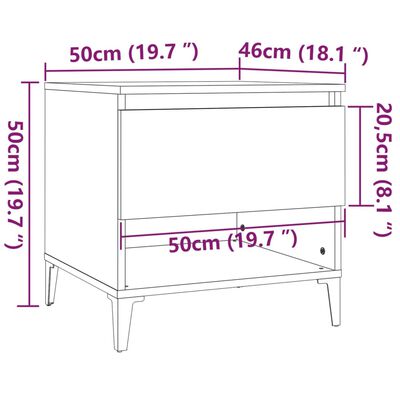 vidaXL galdiņš, Sonomas ozolkoka, 50x46x50 cm, inženierijas koks