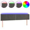 vidaXL gultas galvgalis ar LED, 163x16x78/88 cm, tum&scaron;i pelēks samts