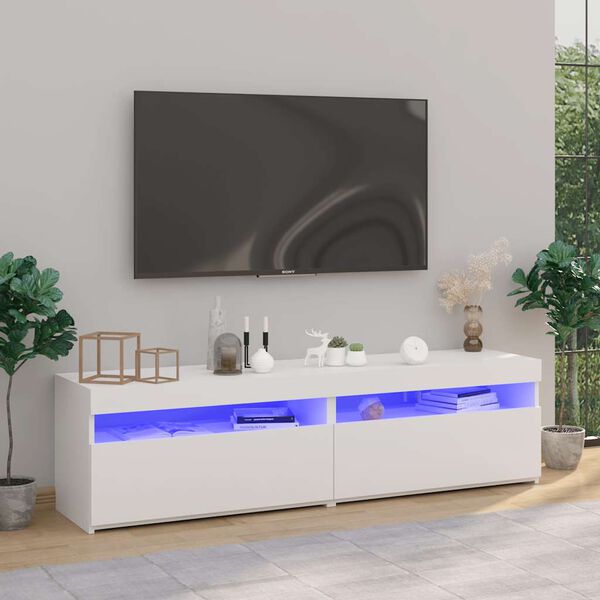 vidaXL TV skapī&scaron;i ar LED lampiņām, 2 gab., spīdīgi balti, 75x35x40 cm