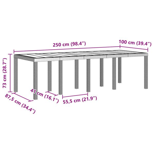 vidaXL Dārza ēdamgalds 9 pcs Balts Polt rattan