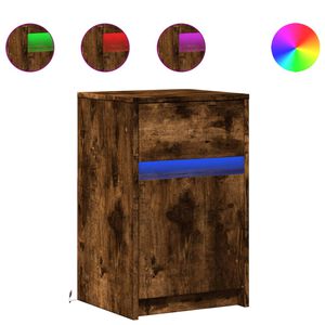 vidaXL naktsskapītis ar LED, ozolkoka krāsā, inženierijas koks