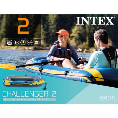 Intex piepūšamā laiva Challenger 2, ar airiem un pumpi, 68367NP