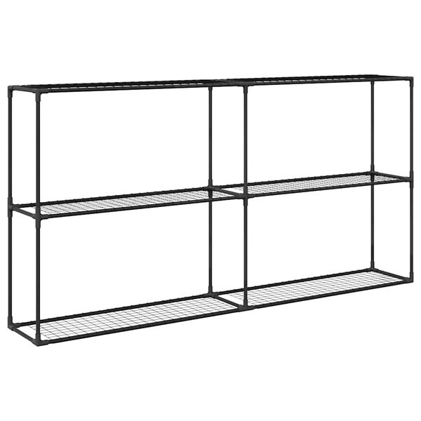 vidaXL 3-Tīkla Augu Statīvs Melna 200 x 32 x 104 cm Tērauds