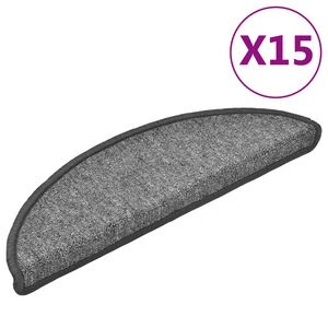 vidaXL kāpņu paklājiņi, 15 gab., 56x17x3 cm, tum&scaron;i pelēki, pusapaļi