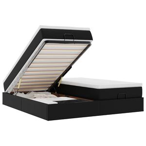 vidaXL Osmaņu gultas rāmis ar matraci melns 160x200 cm mākslīgā āda