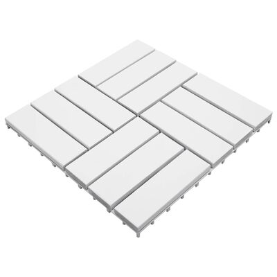 vidaXL terases flīzes, 30 gab., baltas, 30x30 cm, akācijas masīvkoks