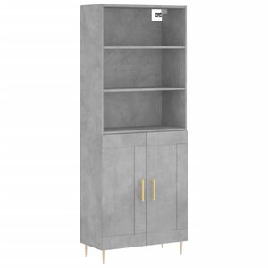 vidaXL augstais skapis, pelēks, 69,5x34x180 cm, inženierijas koks