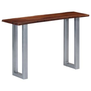 vidaXL konsoles galdiņ&scaron;, 115x35x76 cm, akācijas masīvkoks un dzelzs