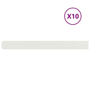 vidaXL Zālāju apmales 10 gab. Baltas 10x103 cm Auksti velmēts tērauds