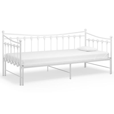 vidaXL izvelkams dīvāna rāmis, balts, metāls, 90x200 cm