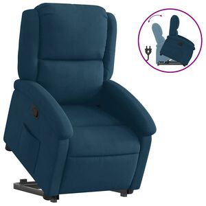 vidaXL atpūtas krēsls, paceļams, atgāžams, zils samts