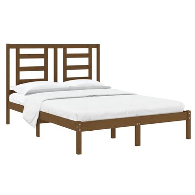 vidaXL gultas rāmis, medus brūns, masīvkoks, 120x190 cm, divvietīgs
