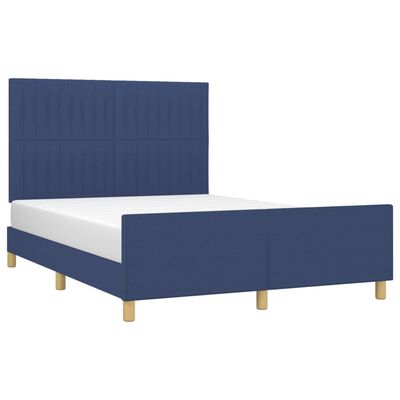 vidaXL gultas rāmis ar galvgali, zils, 140x200 cm, audums
