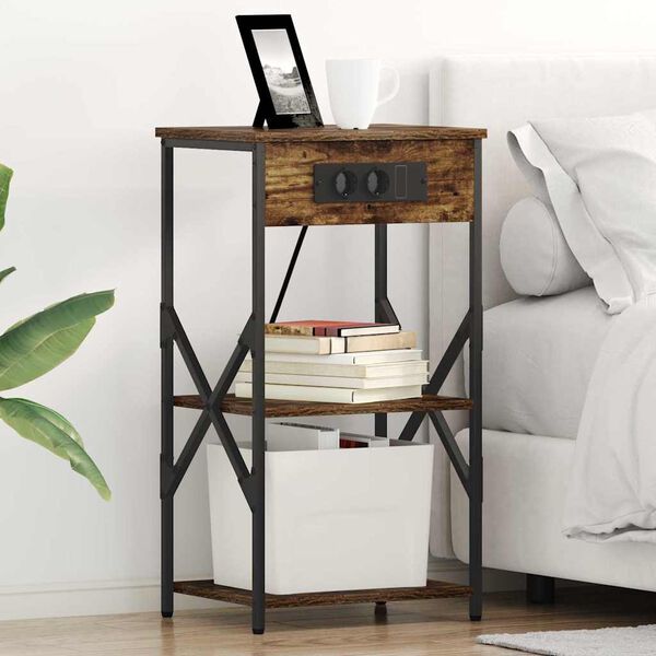 vidaXL Nakts skapītis Dūmaka ozols 41 x 31 x 76 cm Inženierijas koks