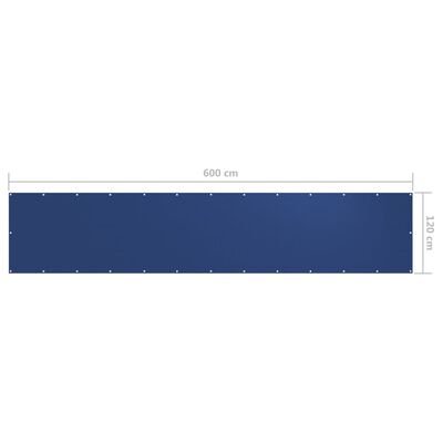 vidaXL balkona aizslietnis, 120x600 cm, zils audums