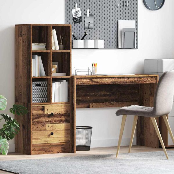 vidaXL Galds ar atvilktni 2 pcs Vecs koks