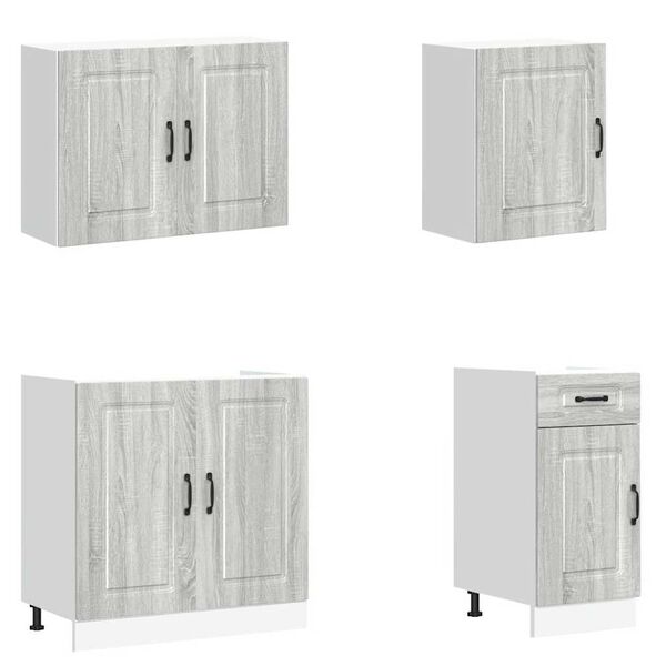 vidaXL 7-daļīgs virtuves skapītis komplekts, Kalmar, pelēka koka