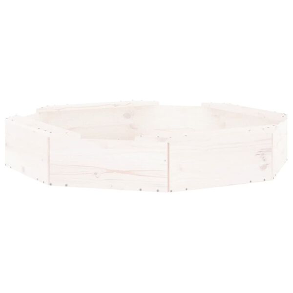 vidaXL smilšu kaste ar sēdekļiem, balta, astoņstūra forma, priede