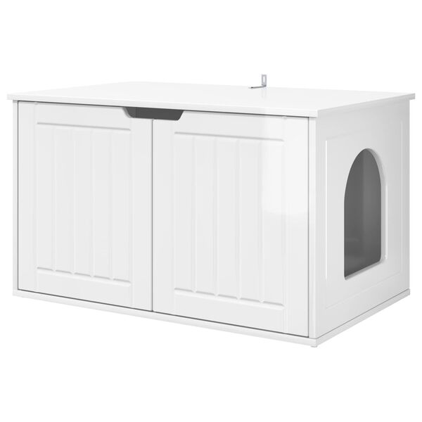 vidaXL Kaķu māja Spīdīga Balta 85 x 55 x 50,5 cm Inženierijas koks