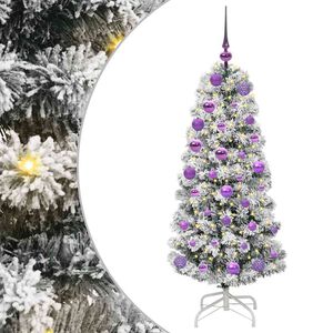 vidaXL Mākslīgā Saliekamā Ziemassvētku Egle Zaļ&scaron; un balts 120 cm