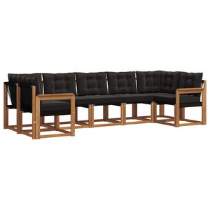 vidaXL Āra dīvānu komplekts ar spilvenu 7 pcs Dabīgs un melns