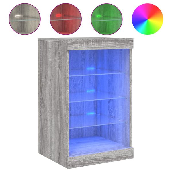 vidaXL kumode ar LED lampiņām, pelēka ozolkoka krāsa, 41x37x67 cm