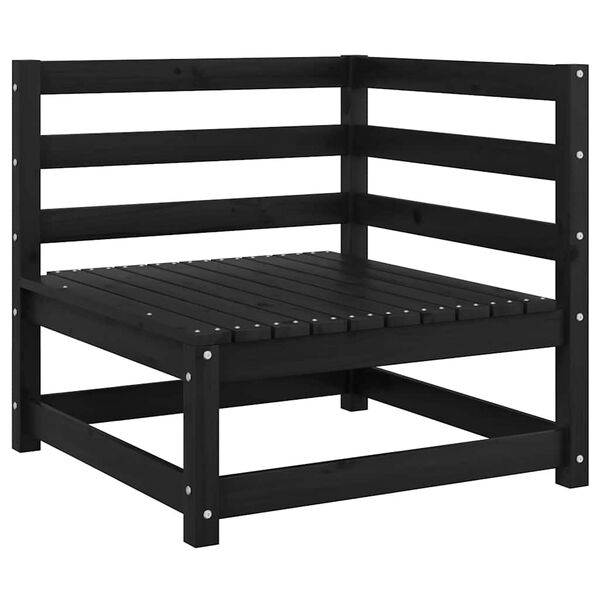 vidaXL dārza stūra dīvāns ar pelēkiem matračiem, priedes masīvkoks