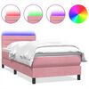 vidaXL atsperu gulta ar matraci, LED, rozā samts, 80x210 cm