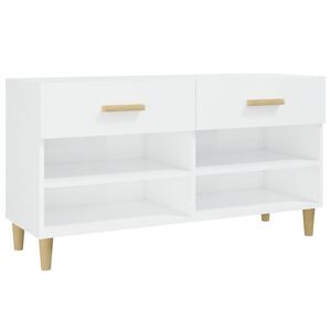 vidaXL apavu skapītis, spīdīgi balts, 102x35x55 cm, inženierijas koks